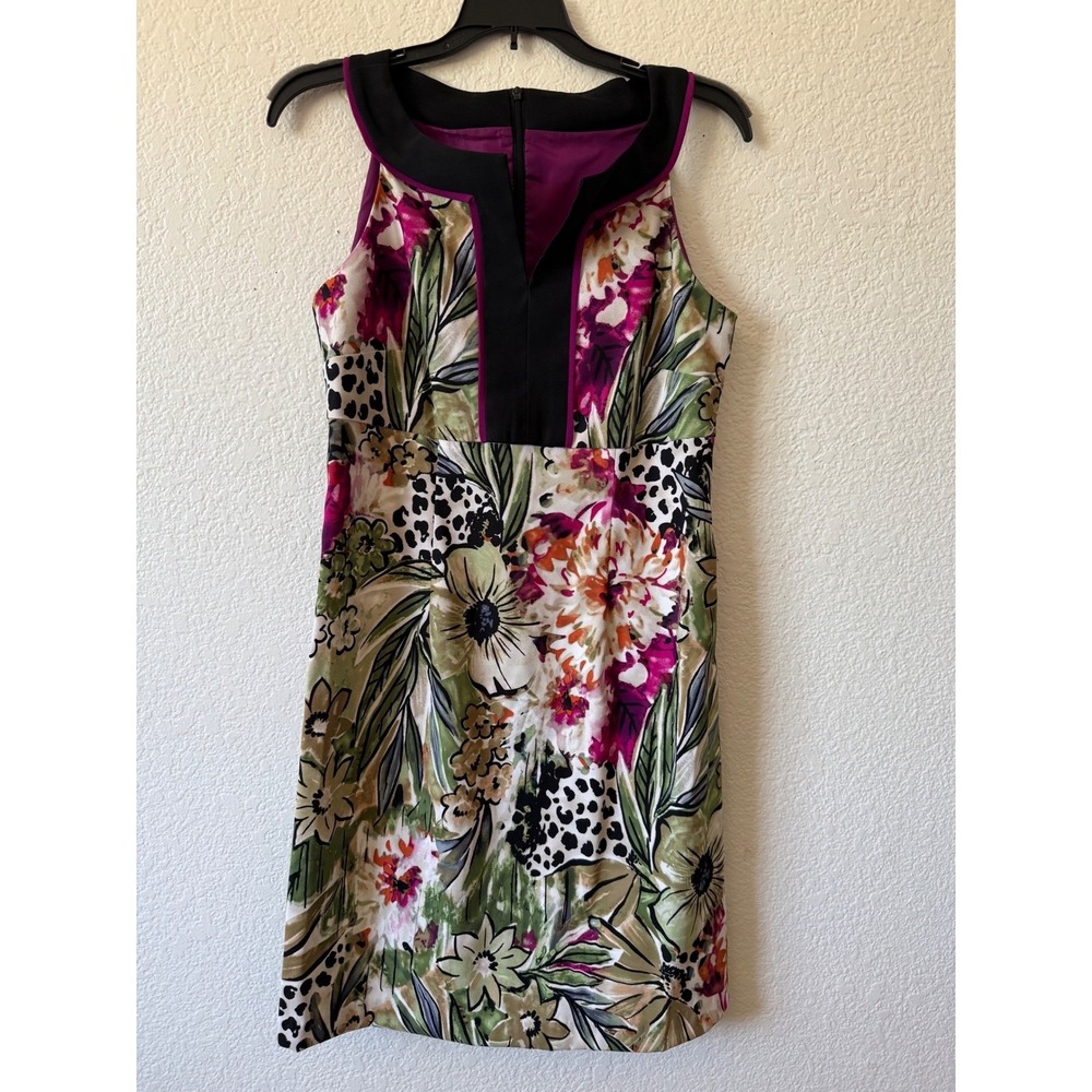 Alyx Limited Floral Leopard Print Sheath Dress Multicolor Sleeveless Sz 6
